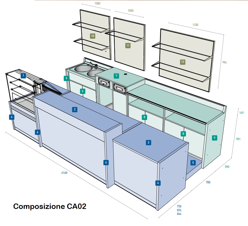 prezzo banco bar completo - composizione 02 - Cucciari Arredamenti Sardegna